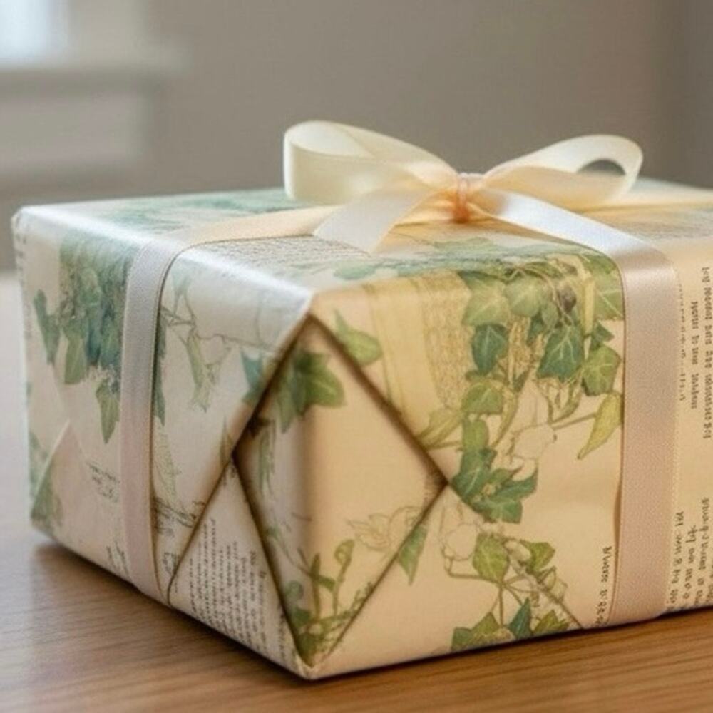 Vintage Laurel Botanical Gift Wrap 2 Sheets Houseplant Design